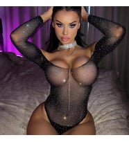 Mulvxbrf Brf02 Kadın Göğüs Dekolteli Taşlı File Bodysuit Vucut Çorabı (Mulvix)