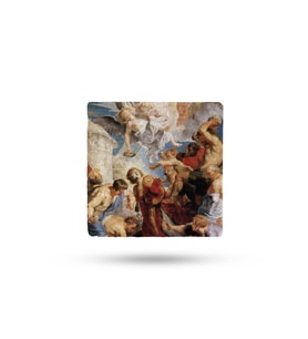 Doğaltaş Bardak Altlığı Mitoloji Tema Baskılı 10x10cm %100 Traverten Doğal Taş