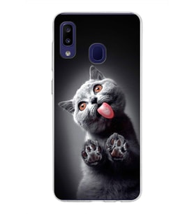 PrintiFy Samsung Galaxy M10s ile Uyumlu 1mm Slim Fit Kedi 2 050c Baskılı Şeffaf  Kılıf