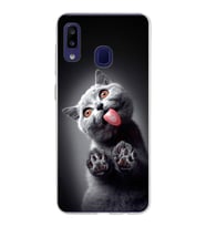 PrintiFy Samsung Galaxy M10s ile Uyumlu 1mm Slim Fit Kedi 2 050c Baskılı Şeffaf  Kılıf