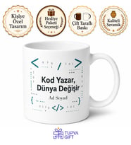 Dünya Kodlama Günü Yazılımcıya Özel Tasarım Baskılı Porselen Kupa Bardak Hediye