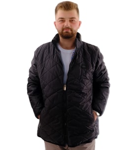 Mode XL Büyük Beden Erkek Dik Yaka Kapitone Mont U24601 Kömür Siyah