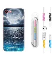 Apple iPhone 5 6 7 8 Plus Se XR Kılıf Kablo Koruma Spiral Silikon Great Moon 1301