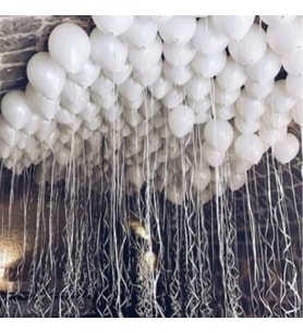 50 Adet Beyaz Metalik Balon Helyum Gazı Uyumlu Parlak Balon Metalik-
