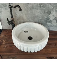 Beyaz Mermer Kavun Dilimli Lüx Lavabo