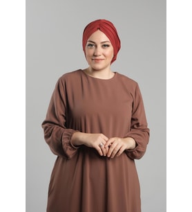 Kiremit Pratik Hazır Geçmeli Tesettür Bone Sandy Büzgülü Salaş 2119_05