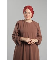 Kiremit Pratik Hazır Geçmeli Tesettür Bone Sandy Büzgülü Salaş 2119_05