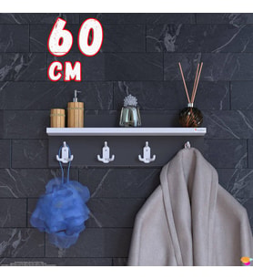 Modilayn Kedi Serisi 4’lü Banyo Askısı Seti 56,4x18 cm 12 Kancalı Raflı Düzenleyici Yer Tasarrufu.