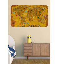 Eğitici Dünya Haritası Dünya Atlası Çocuk Ve Bebek Odası Duvar Sticker-60x105-3781