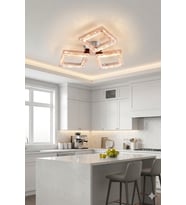 LZY Avize Store Kristal Kare 3’lü Gold Avize Salon, Yemek Masası, Mutfak, Antre ve Çocuk Odası Aydınlatma (Siyah)