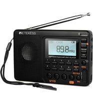 Dijital Radyo AM FM, Taşınabilir Kısa Dalga Radyolar, Şarj Edilebilir Radyo Dijital Tuner ve Ön Ayarlar, Micro SD ve AUX Kaydı Desteği, Bas Hoparlör Siyah