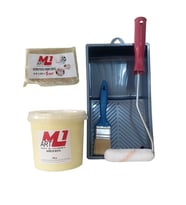 M1 ART SARI Akrilik Boya 1.kg  Tava+Rulo+Örtü +Fırça -SET -Ahşap, Tuval, Seramik , Duvar ,Taş