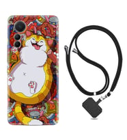 Xiaomi 12 Lite Kılıf Silikon Boyun Askılı İpli Desenli Silikon Tombul Kedi 1739