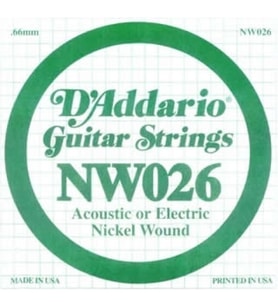 DADDARIO NW026 ELEKTRO VE AKUSTİK TEK TEL, (RE), 0.026