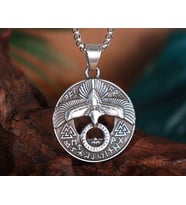 voyageaccessory Paslanmaz Çelik Viking Rune Harf Detaylı Celtic Kartal Kolye / 60 Cm Zincirli