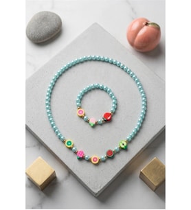 MEYVELİ KRİSTAL BONCUK ÇOCUK KOLYE KÜPE SET