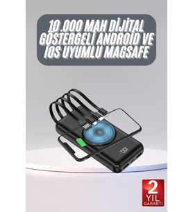 Kablosuz Çoklu Şarj Girişli 10.000 Mah Kablolu Taşınabilir