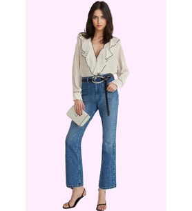 Kadın Denim Crop Flare Jean Normal Bel Kemersiz Günlük Stil Hafta Sonu Yaz Aylarının Vazgeçilmezi (Mavi)