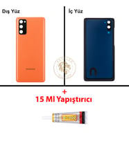 Samsung S20 Fe Turuncu Arka Pil Kapağı Batarya Kapağı Lazer Kesim + B-7000 Yapıştırıcı