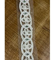 3 CM EN DANTEL GÜPÜR BONCUK TAŞ İŞLEME BEYAZ ŞERİT BORDÜR APLİKE (1 METRE)