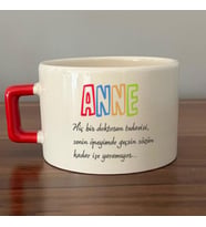 Anne Hiç Bir Doktorun Tedavisi  Baskılı Kırmızı Kulplu C Fincan