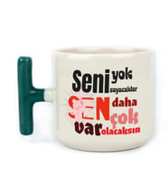 Seni Yok Sayacaklar Baskılı Kadınlar Günü Yeşil Kulplu T Kupa