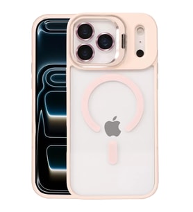 Iphone 17 Remim Lensli Magsafe Standlı Kapak - Pembe