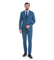 Hatemoğlu Mavi Slim Fit Düz Mono Yaka Basic Takım Elbise