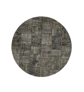 Gri Halı Modern Geometrik Desenli El Dokuma Antrasit Salon Halısı Eskitme Vintage Stil