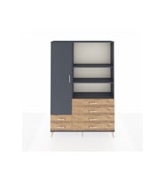Arges Dolap 7 Raflı 6 Çekmeceli Tek Kapaklı  132x30x195 Antrasit-Antrasit/Çam