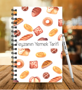 Kişiye Özel Yemek Tasarım Spiral Defter Kalem