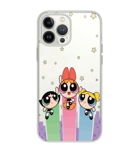 Iphone 15 Pro Uyumlu Powerpuff Girls Desenli Şeffaf Telefon Kılıfı