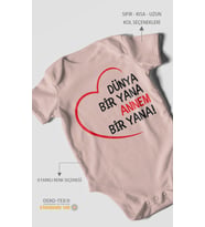 Dünya bir yana annem bir yana Kısa Kollu Bebek Body %100 Pamuk