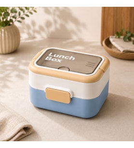 Lexroo 2 Katlı Lunch Box, 304 Paslanmaz Çelik Bölmeli Beslenme Kutusu,Mavi