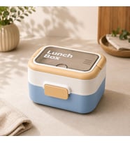 Lexroo 2 Katlı Lunch Box, 304 Paslanmaz Çelik Bölmeli Beslenme Kutusu,Mavi
