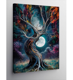 Kanvas Tablo Dolunay Ve Ağaç