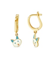 Kedi Sallantılı Çocuk Altın Küpe (Sarı)