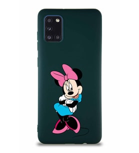 Samsung Galaxy A31 Soft Premier Kapak Minnie Mouse-D Tasarımlı Silikon Kılıf - Yeşil (Şeffaf)