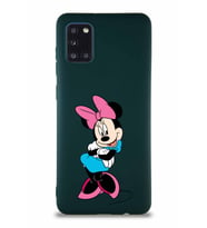 Samsung Galaxy A31 Soft Premier Kapak Minnie Mouse-D Tasarımlı Silikon Kılıf - Yeşil (Şeffaf)