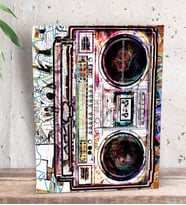 BK Gift Retro Boombox Tasarımlı Dekoratif Mini Kanvas Tablo 15x20cm-1