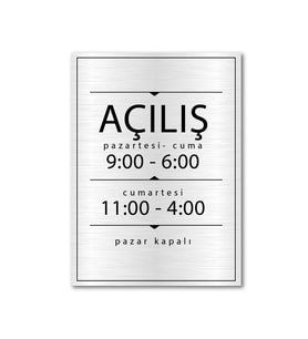 Açılış Kapanış Mesai Saatleri