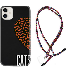 Apple iPhone 11 12 13 Mini Kılıf Boyun Asklı Rasta Silikon Cats 1792