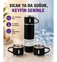 Paslanmaz Çelik Termos Seti 500 Ml Kapasite, 6-12 Saat Isı Koruma, Hediye Kutulu