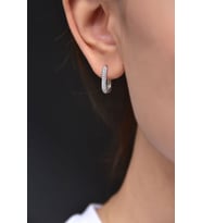 925 Ayar Gümüş Rodyum Kaplama Zirkon Taşlı Trend Küpe