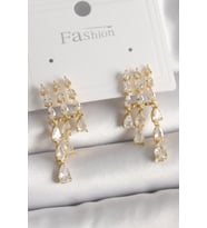 Pirinç Gold Renk Zirkon Taşlı Yağmur Model Kadın Küpe TJ-BKP9935