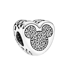 Nur Silver Kalp Mickey Mouse Detaylı Gümüş Charm NUR-BL00050