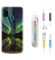 Samsung M21 M22 M23 M30 M31S M32 Kılıf Kablo Koruma Spiral Silikon Kuzey Işıkları 1327