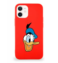 Apple iPhone 12 Mini Soft Premier Kapak Donald Duck-A Tasarımlı Silikon Kılıf - Kırmızı (Şeffaf)