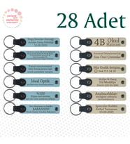 Gök Mavi & Sütlü Kahve, 28’li Set, Mesajlı Deri Hatıra Anahtarlık, Kına Gecesi Katılımcılarına Anı