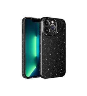 Apple iPhone 13 Pro Max Uyumlu Kılıf Kamera Korumalı Simli Lüks Zore Koton Kapak (Siyah)